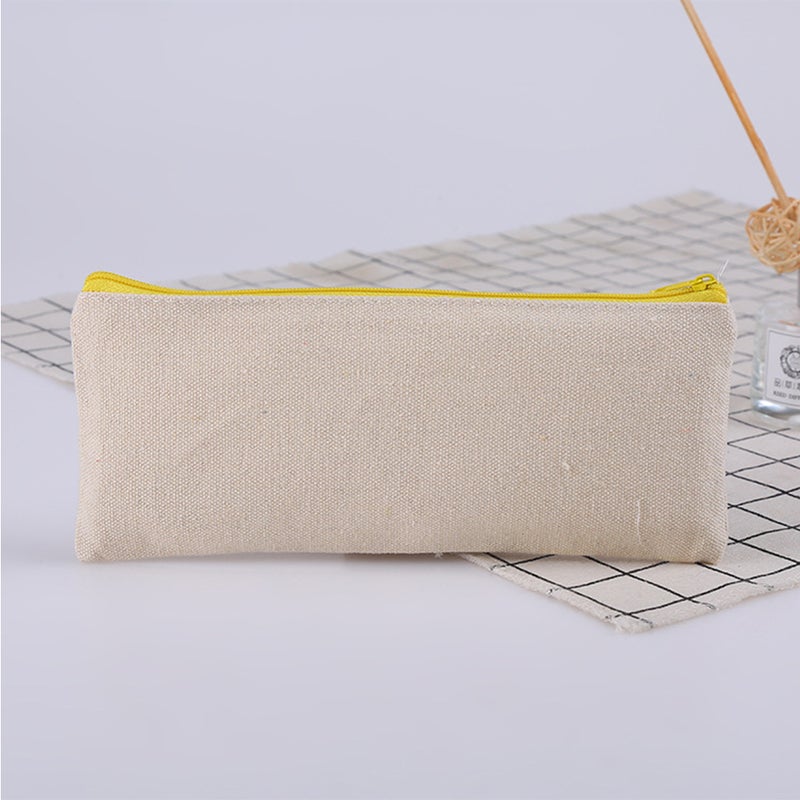 20 PCS Blank Zipper Cotton Canvas Pen Case Large Capacity Cosmetics Storage Bag Portable Pencil Bag for Home School Travel Use (Random Color Size L) - Image 4