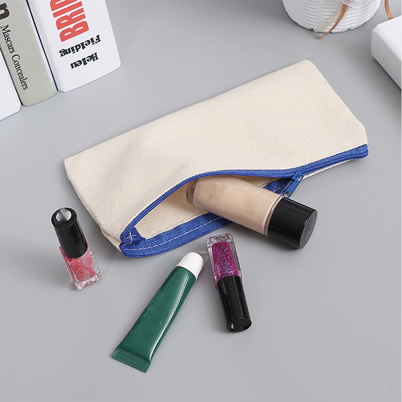 20 PCS Blank Zipper Cotton Canvas Pen Case Large Capacity Cosmetics Storage Bag Portable Pencil Bag for Home School Travel Use (Random Color Size L) - Image 5