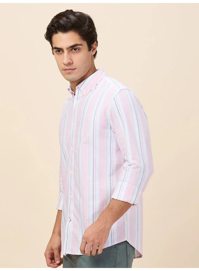 بيينغ هيومان Mens Pink Collared Long Sleeve Shirt