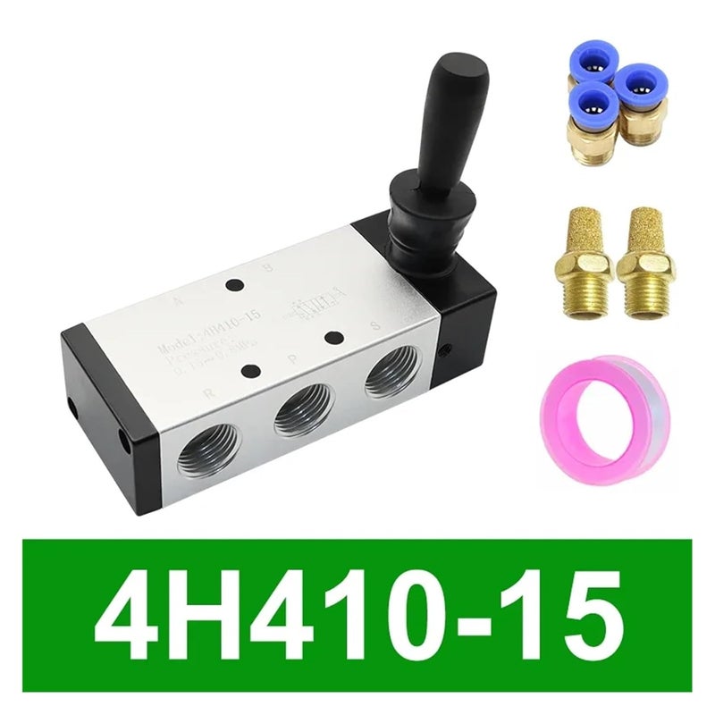 صمام يدوي هوائي بخمس منافذ وموضعين مع تركيب 10 ملم للتحكم اليدوي - Image 3