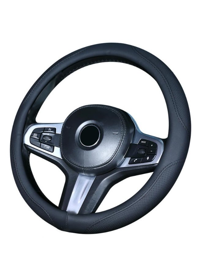 غطاء عجلة قيادة جلدي عام لجميع الفصول بسطح مقاوم للتآكل والانزلاق، تصميم مريح للإمساك، ألوان متعددة متاحة، مناسب لعجلات القيادة الدائرية بقطر 37–39 سم
