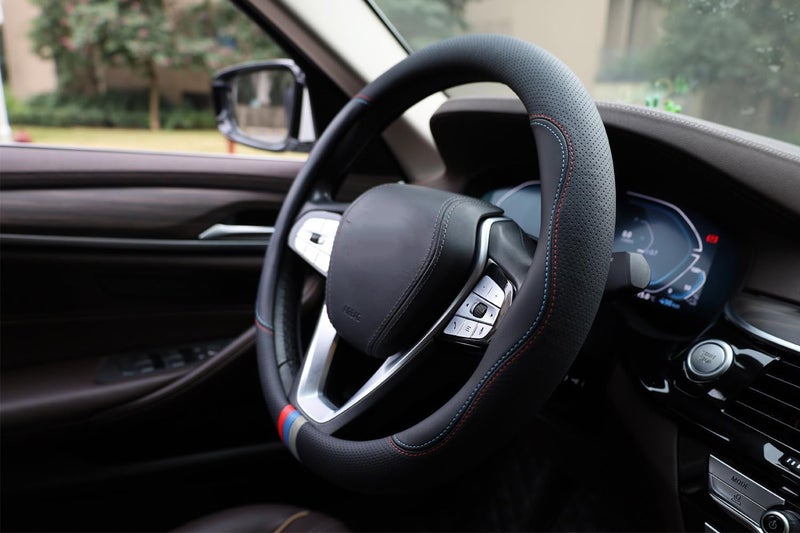 SZYUCHEN Car Steering Wheel Cover for BMW X3 X5 X7 3 5 Series 328i 528i 535i 530i 540i 320i 330i 325i X1 X2 X4 X6 1 2 4 6 7 8 Series e90 e60 f30 Accessories, 2026 Leather Black (Red Blue) - Image 4