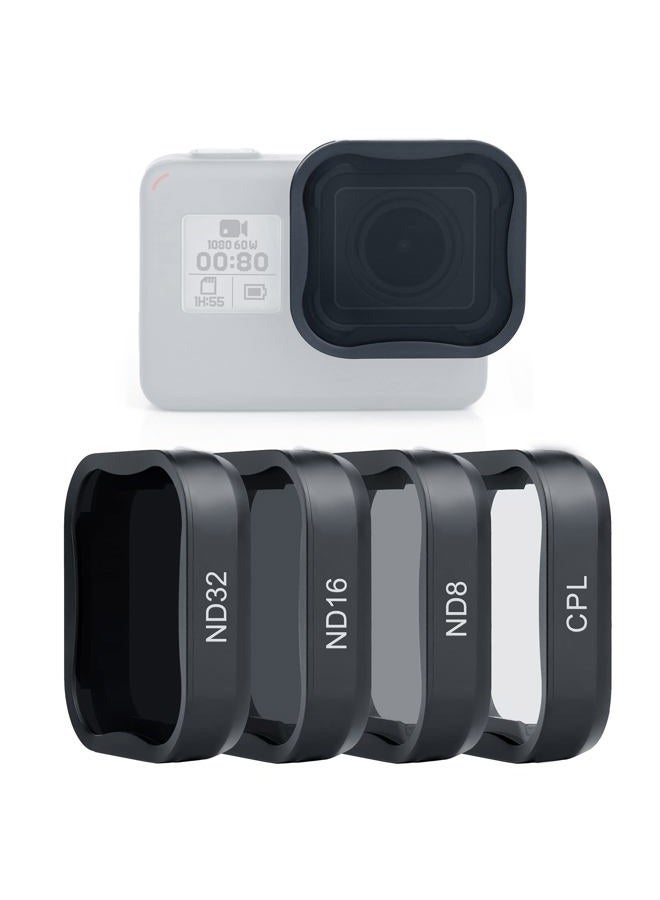 SOONSUN 4-Pack Lens Filter CPL ND8 ND16 ND32 Filter for GoPro Hero 5 6 7 Black, Neutral Density and Circular Polarizing Lens Filter Kit Lens Protector for GoPro Hero 5 6 7 Black Camera - Image 1