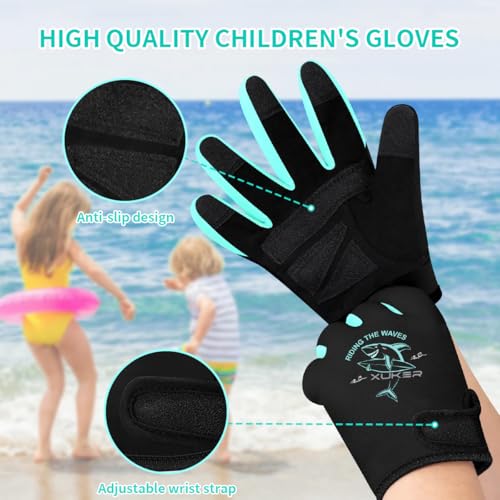 XUKER Neoprene Gloves for Kids, 2mm Wetsuit Dive Gloves Keep Warm for Diving Scuba Kayaking Snorkeling Swimming Water Sports - Image 4