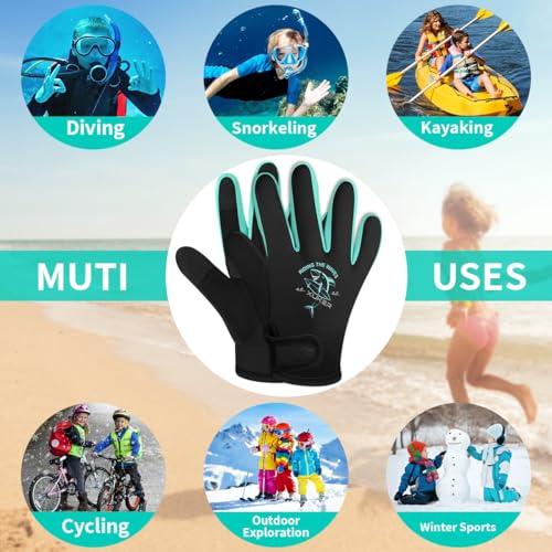 XUKER Neoprene Gloves for Kids, 2mm Wetsuit Dive Gloves Keep Warm for Diving Scuba Kayaking Snorkeling Swimming Water Sports - Image 5