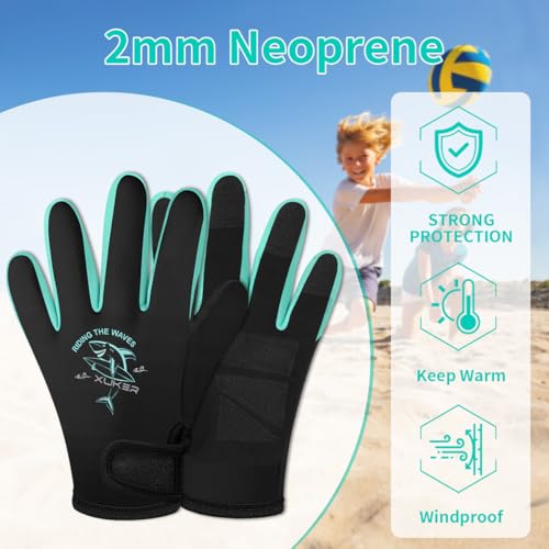 XUKER Neoprene Gloves for Kids, 2mm Wetsuit Dive Gloves Keep Warm for Diving Scuba Kayaking Snorkeling Swimming Water Sports - Image 3