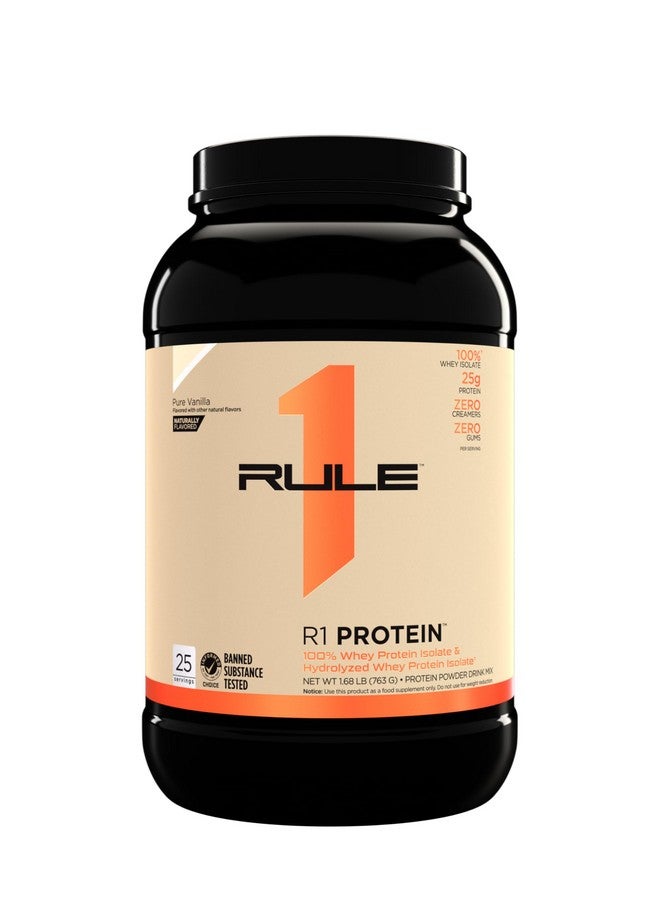 Rule 1 Proteins بروتينات رول وان بنكهة طبيعية - مسحوق بروتين مصل اللبن النقي وعزل مصل اللبن المهدرج بنكهة طبيعية، 25 جرام بروتين، و 6 جرام BCAAs لكل حصة (فانيليا نقية، 1.7 باوند) - Image 1