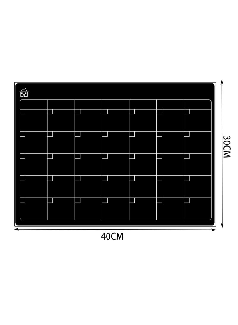 Black Planner 2 Fridge Magnets Strong Dry Erase Magnetic Planner Monthly And Weekly Planner, Anti-Fouling Magnetic Whiteboard Calendar, Magnetic Calendar Message Board Dry Erase Soft Whiteboard - Image 2