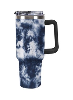 Generic JAIDEN BEATA Shibori Tie Dye Batik Navy Blue - 40oz Tumbler with Handle, Double Wall Stainless Steel Coffee Tumbler with Lid and Straw, Leakproof Vacuum Insulated Water Bottle for Car Holder Gym  - Image 1