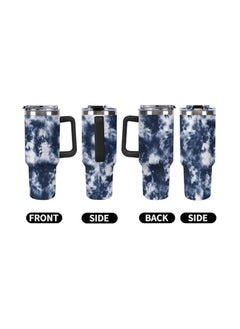 Generic JAIDEN BEATA Shibori Tie Dye Batik Navy Blue - 40oz Tumbler with Handle, Double Wall Stainless Steel Coffee Tumbler with Lid and Straw, Leakproof Vacuum Insulated Water Bottle for Car Holder Gym  - Image 5