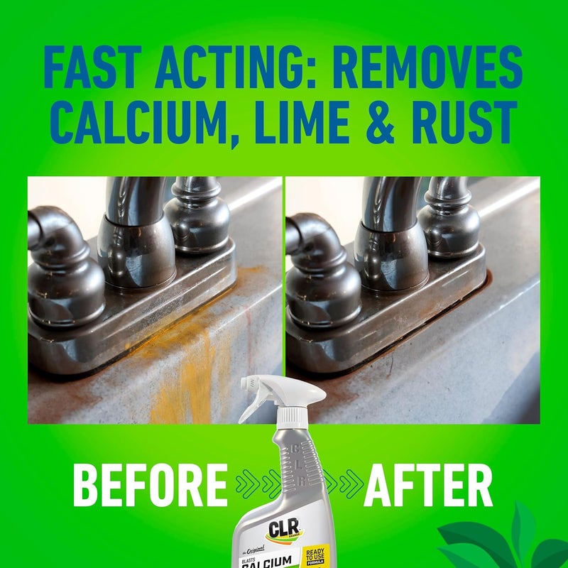 CLR Brands Calcium, Lime & Rust Remover, Blasts Calcium, Dissolves Lime Deposits, Zaps Stubborn Rust Stains and Hard Water Deposits, 22 Ounce Spray Bottle (Pack of 1) - Image 4