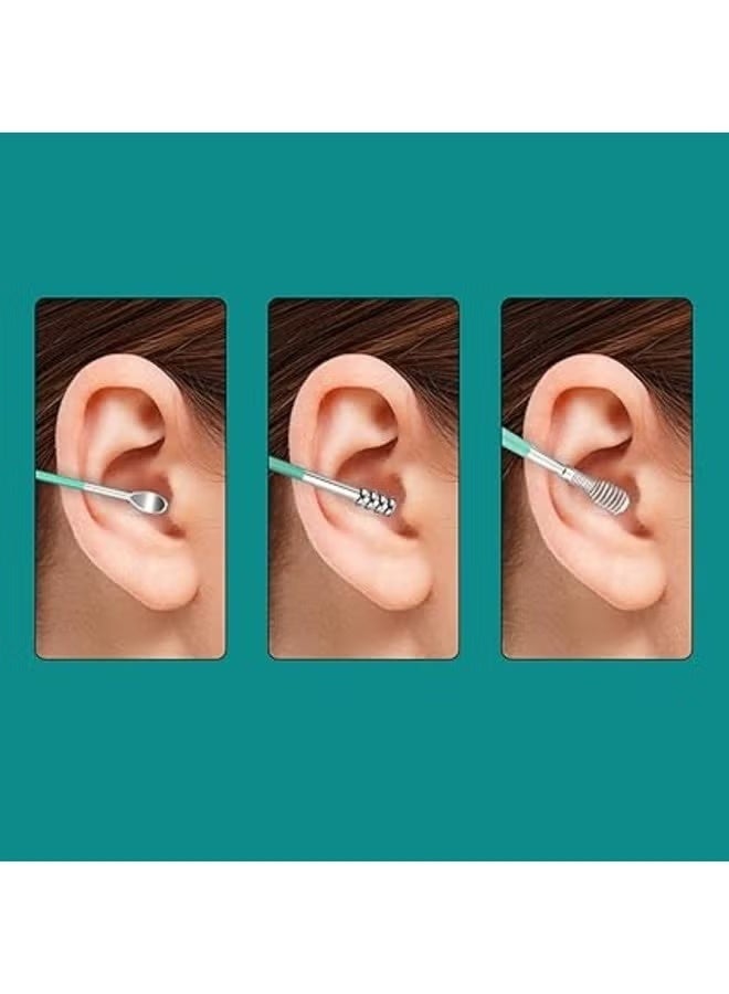 6Pcs Ear Wax Removal Tool Polished For Ear Care With Leather Bag Men Women Blue - Image 3