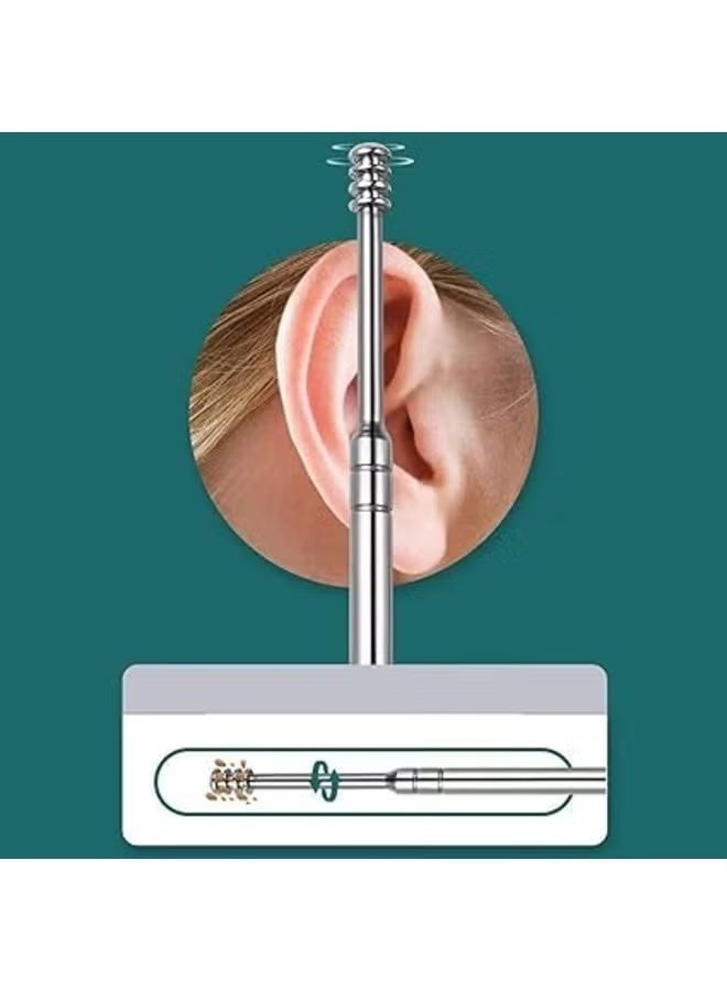 6Pcs Ear Wax Removal Tool Polished For Ear Care With Leather Bag Men Women Blue - Image 4