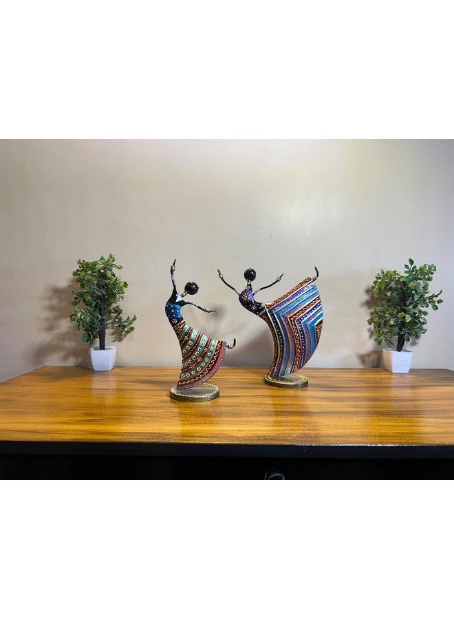 OVIK Metal Dancing Rajasthani Lady Showpiece, Table Decorative Items, Tribal Metal Handicraft Muisician Showpiece Statue Home Decorative Items for Table Tv Unit Living Room Office Decor - Image 4