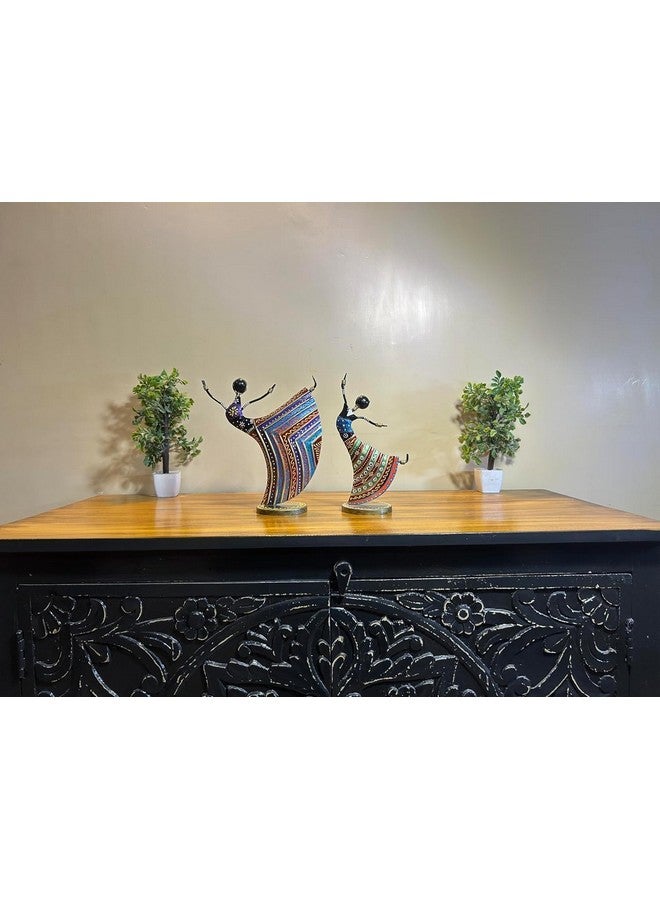 OVIK Metal Dancing Rajasthani Lady Showpiece, Table Decorative Items, Tribal Metal Handicraft Muisician Showpiece Statue Home Decorative Items for Table Tv Unit Living Room Office Decor - Image 5