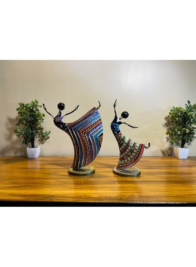 OVIK Metal Dancing Rajasthani Lady Showpiece, Table Decorative Items, Tribal Metal Handicraft Muisician Showpiece Statue Home Decorative Items for Table Tv Unit Living Room Office Decor - Image 1