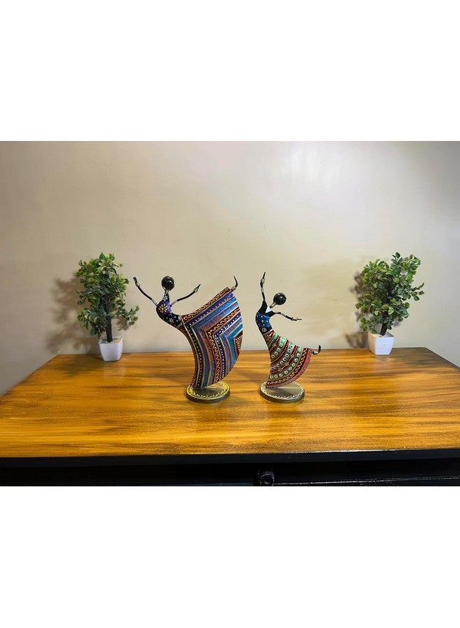 OVIK Metal Dancing Rajasthani Lady Showpiece, Table Decorative Items, Tribal Metal Handicraft Muisician Showpiece Statue Home Decorative Items for Table Tv Unit Living Room Office Decor - Image 2