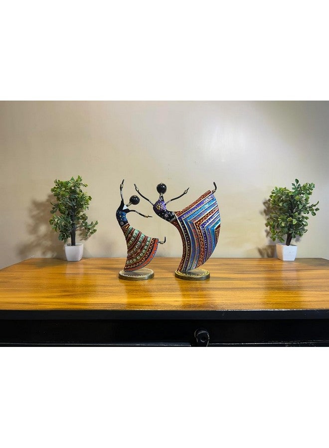 OVIK Metal Dancing Rajasthani Lady Showpiece, Table Decorative Items, Tribal Metal Handicraft Muisician Showpiece Statue Home Decorative Items for Table Tv Unit Living Room Office Decor - Image 3