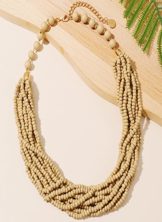 Coiris Beaded Necklaces for Women Layered Boho Colorful Wooden Necklace Statement Chunky Retro Hawaiian Beach Jewelry - Image 5