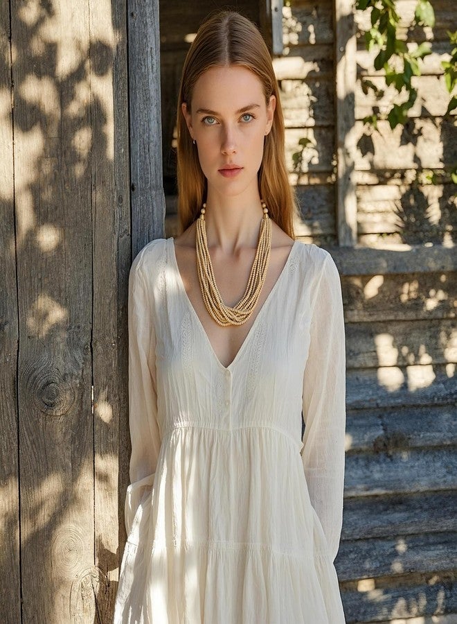 Coiris Beaded Necklaces for Women Layered Boho Colorful Wooden Necklace Statement Chunky Retro Hawaiian Beach Jewelry - Image 3