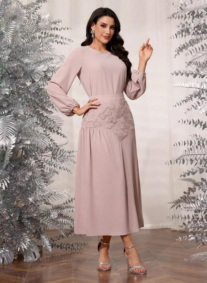 Take Two Take Two Solid Round Neck Top and Sequined Skirt  Co-Ords