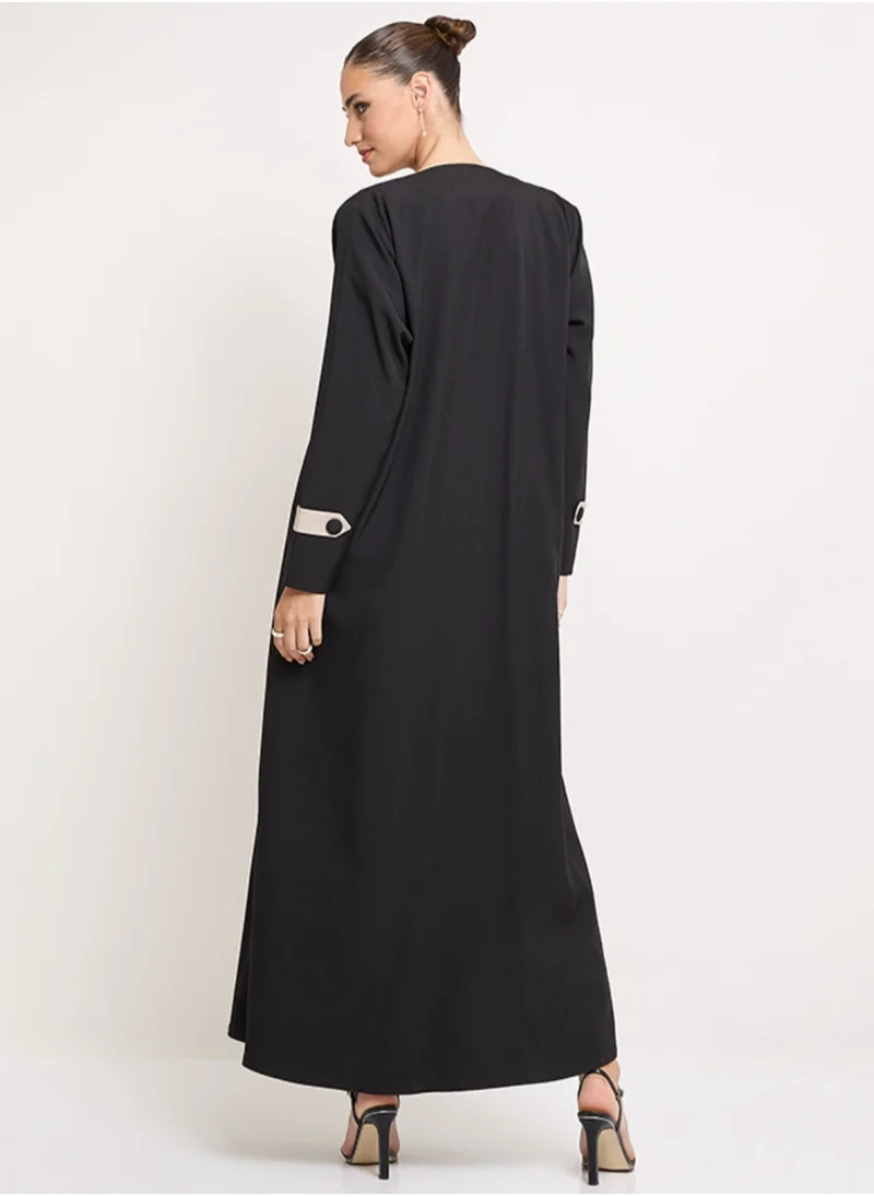 Rosette Abaya Royal Linen Jacket with buttons style