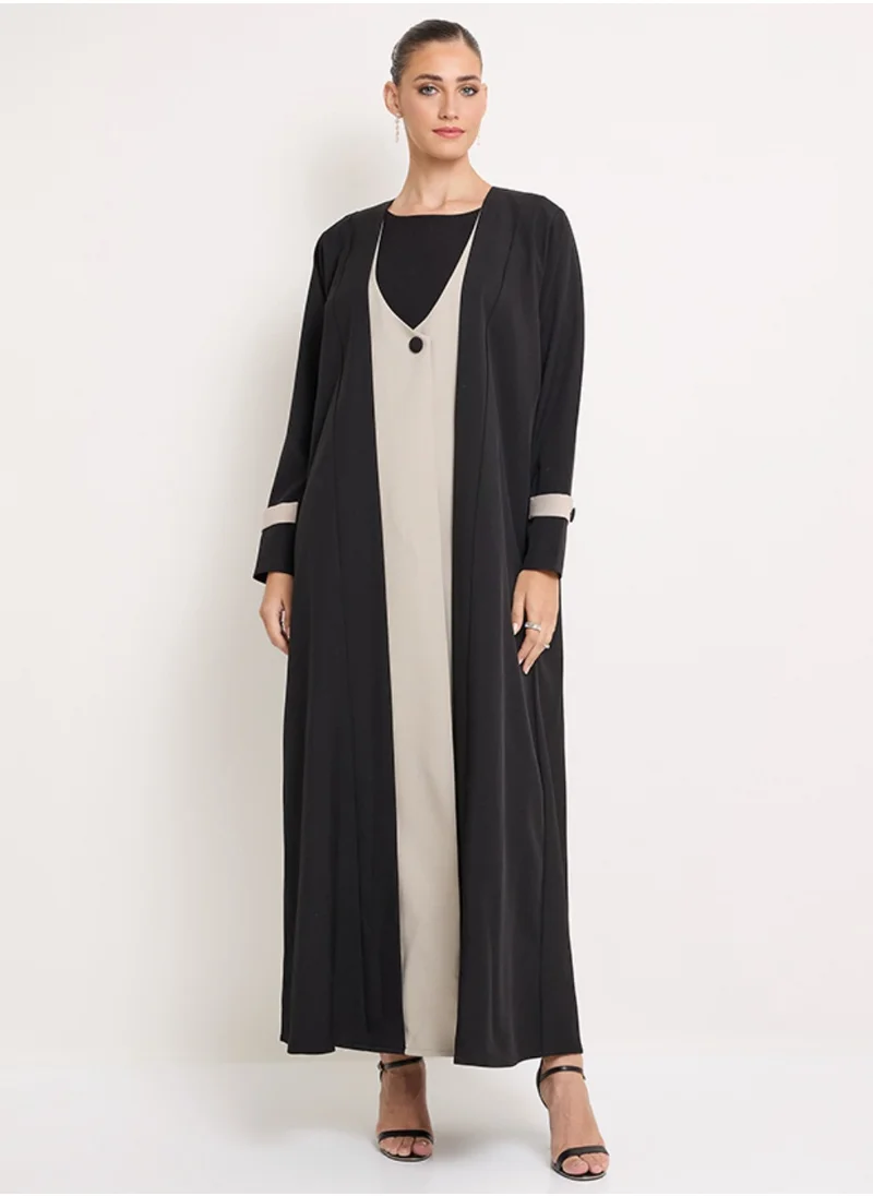 Rosette Abaya Royal Linen Jacket with buttons style