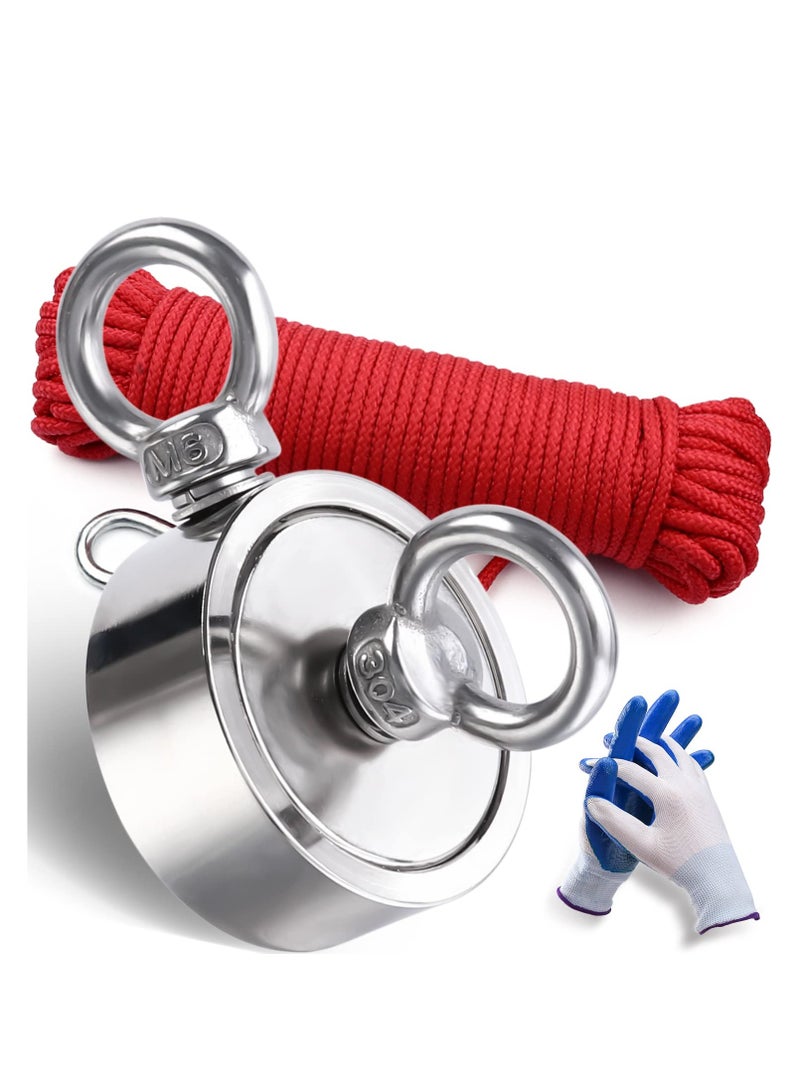 SYOSI مغناطيس صيد نيوديميوم مزدوج الجوانب، قوة سحب مجمعة 550 رطل (249 كجم)، مغناطيس صيد قوي للغاية، قطر 1.88 بوصة (48 مم)، مثالي للاسترجاع في النهر والصيد المغناطيسي - Image 1