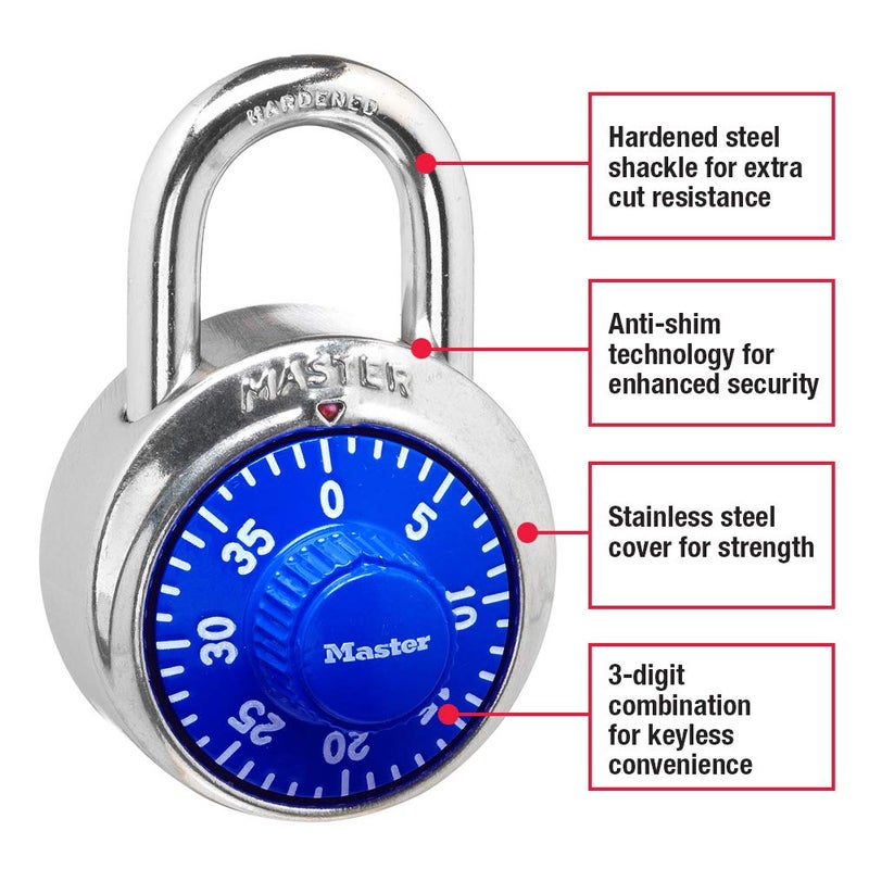 Master Lock Combination Lock for Gym Lockers â€“ Master Lock Locker Combination Padlock, Pack, Blue â€“ The Ideal Combo Lock for School/Gym Locker Security - Image 2