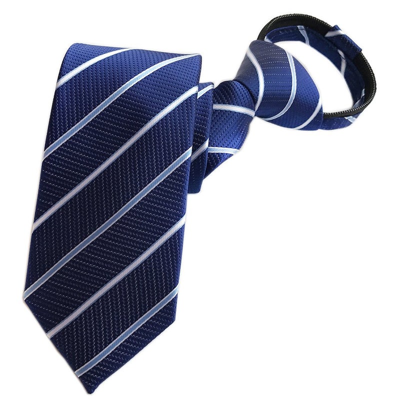 Elfeves Men's Classic Navy Blue Jacquard Silk Ties Uniforms College Neckties - Image 3