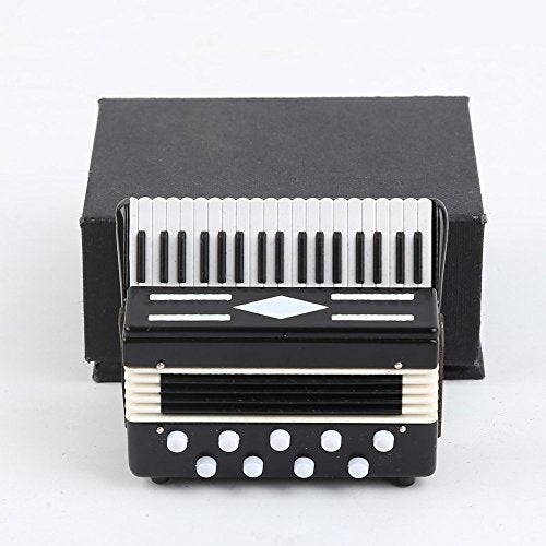 Dselvgvu Miniature Accordion with Case Mini Musical Instrument Accordion Replica Collectible Figurines Dollhouse Accessories Model Home Decoration Display Ornament Black 276x236x118 - Image 5
