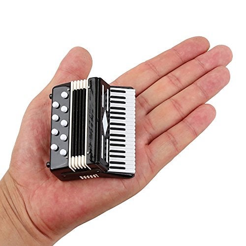 Dselvgvu Miniature Accordion with Case Mini Musical Instrument Accordion Replica Collectible Figurines Dollhouse Accessories Model Home Decoration Display Ornament Black 276x236x118 - Image 1