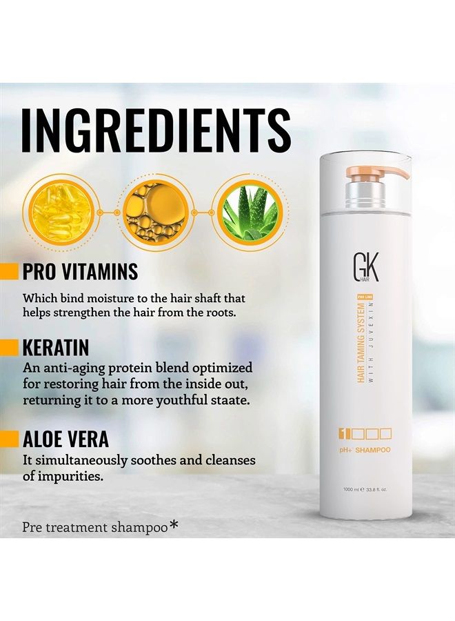 Global Keratin GK HAIR pH+ Pre-Treatment Clarifying Shampoo (33.8 Fl Oz/1000ml) For Preps Hair Deep Cleansing,Removes Impurities -With Aloe Vera, Vitamins & Natural Oils All Hair Types Men and Women  - Image 2