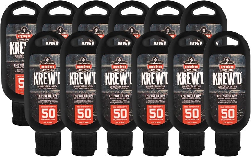 Ergodyne KREWD 6352 Sunscreen Lotion Broad Spectrum SPF 50 Water Resistant Travel Size 15 oz 12Pack