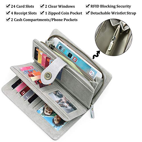 FALAN MULE Women's Wallet Genuine Leather RFID Blocking Large Capacity Trifold Ladies Wallet Wristlet Clutch Card Holder - Image 4