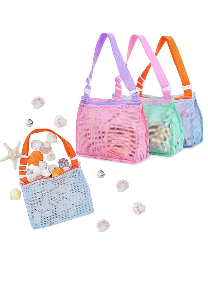 NIBEMINENT Toy Mesh Bag, Kids Shell Collecting Bag Beach Sand Totes for Holding Shells Toys Swimming Accessories Boys and Girls, Only Bags A Set of 3  - Image 1
