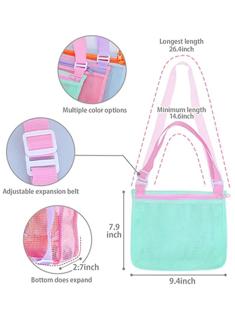 NIBEMINENT Toy Mesh Bag, Kids Shell Collecting Bag Beach Sand Totes for Holding Shells Toys Swimming Accessories Boys and Girls, Only Bags A Set of 3  - Image 3
