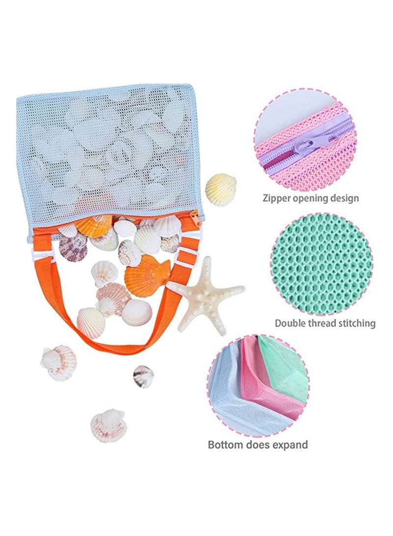 NIBEMINENT Toy Mesh Bag, Kids Shell Collecting Bag Beach Sand Totes for Holding Shells Toys Swimming Accessories Boys and Girls, Only Bags A Set of 3  - Image 4