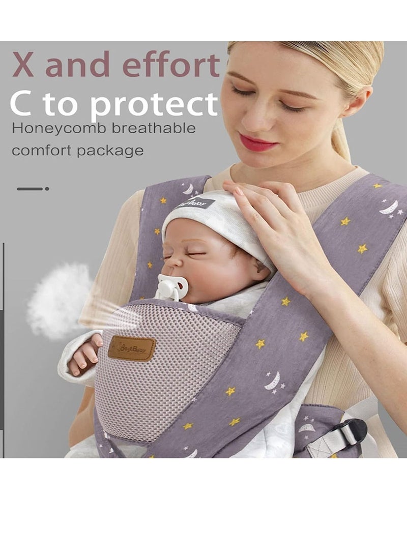 Baby Carrier, Ergonomic Adjustable Infant Front and Back Carrier for Newborn, Portable Cotton Soft Breathable Infant Sling Carrier for Toddlers 3 Months to 3 Years Old