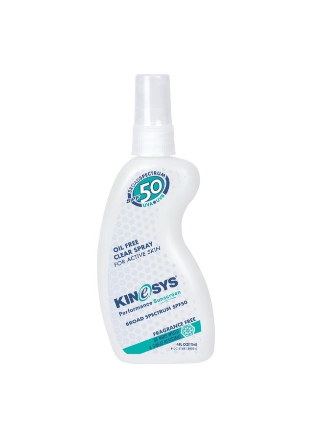 KINeSYS Fragrance Free Clear Spray Sunscreen for sensitive skin SPF 50 Hypoallergenic Broad Spectrum UVAUVB protection for Face Body PABA and Oxybenzone FREE 700 Sprays 4 Fl Oz120 mL - Image 2