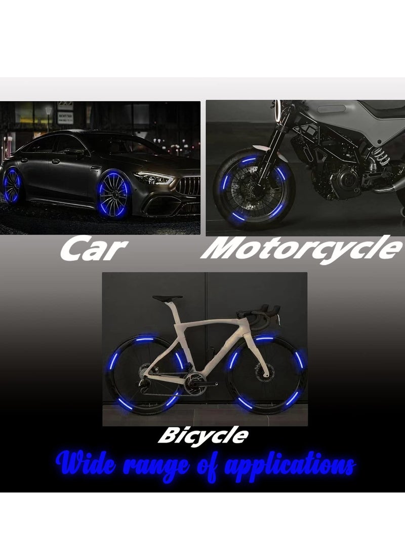 Generic 20PCS Reflective Car Wheel Decorative Stripe Stickers, Night Safety Warning Car Stickers, Anti-Scratch Reflective Stickers Car Motorcycle Wheel Safety Decorative Car Decals Universal (Blue )  - Image 2
