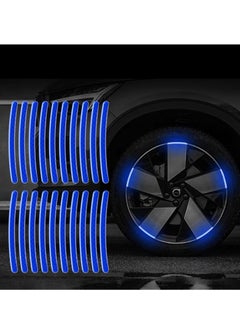 Generic 20PCS Reflective Car Wheel Decorative Stripe Stickers, Night Safety Warning Car Stickers, Anti-Scratch Reflective Stickers Car Motorcycle Wheel Safety Decorative Car Decals Universal (Blue )  - Image 1