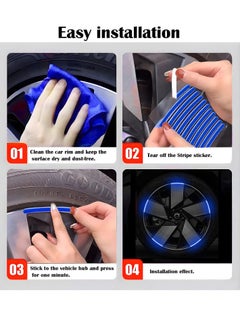 Generic 20PCS Reflective Car Wheel Decorative Stripe Stickers, Night Safety Warning Car Stickers, Anti-Scratch Reflective Stickers Car Motorcycle Wheel Safety Decorative Car Decals Universal (Blue )  - Image 3