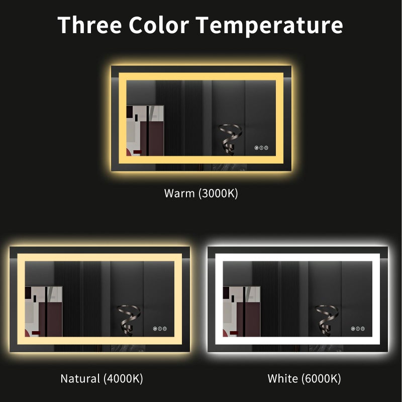 LOAAO 40X24 LED Bathroom Mirror with Lights, Anti-Fog, Dimmable, Backlit + Front Lit, Lighted Bathroom Vanity Mirror for Wall, Memory Function, Tempered Glass (Safe to Use) - Image 5