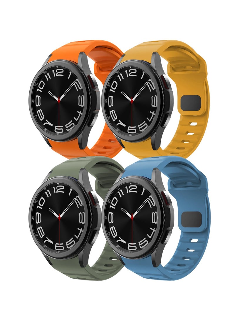 SOLARAE 4 Pcs Bands Compatible with Samsung Galaxy Watch 4 5 6, Silicone Sport Strap Bracelet Replacement Wristband for Men Women, Adjustable Rugged No Gap Band Classic Band - Image 1