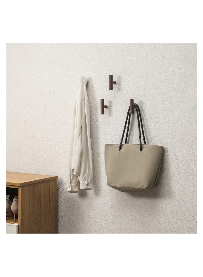 4Pack Walnut Coat Hooks, Wall Mounted Pegs Wooden Organizer Hangers Vintage Single Hooks Natural Wood Hangers Rustic Wall Pegs Minimalist Hook Design for Hanging Hat, Towel, Bag, Rope - Image 4