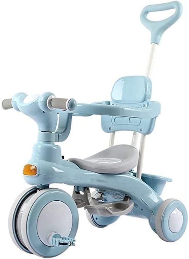 4 in 1 Kids Tricycle, Baby Tricycle ABS Foot Pedals Storage Bag Sponge Guardrail And Shock-Absorbing Wheels Tricycle For 1-6 Years Old - Image 1