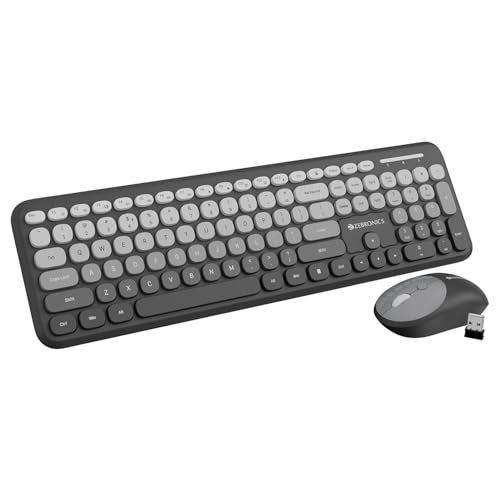Zebronics Wireless Keyboard & Mouse Combo, 106 UV-Coated Keys, ₹ Key, 13 Multimedia Keys, Retractable Stand, 4 Button Mouse, 1600 DPI, High Precision, USB Nano Receiver (Companion 302, Dark Grey) - Image 1