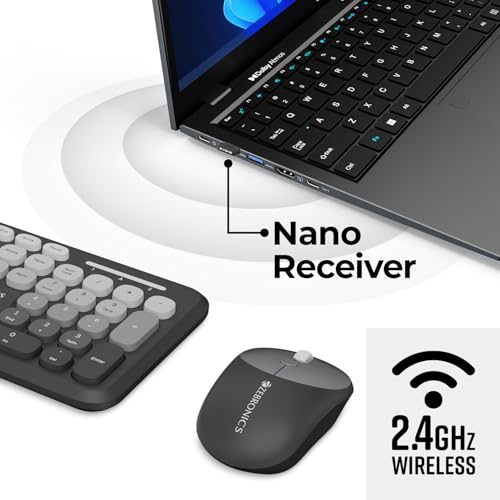 Zebronics Wireless Keyboard & Mouse Combo, 106 UV-Coated Keys, ₹ Key, 13 Multimedia Keys, Retractable Stand, 4 Button Mouse, 1600 DPI, High Precision, USB Nano Receiver (Companion 302, Dark Grey) - Image 3