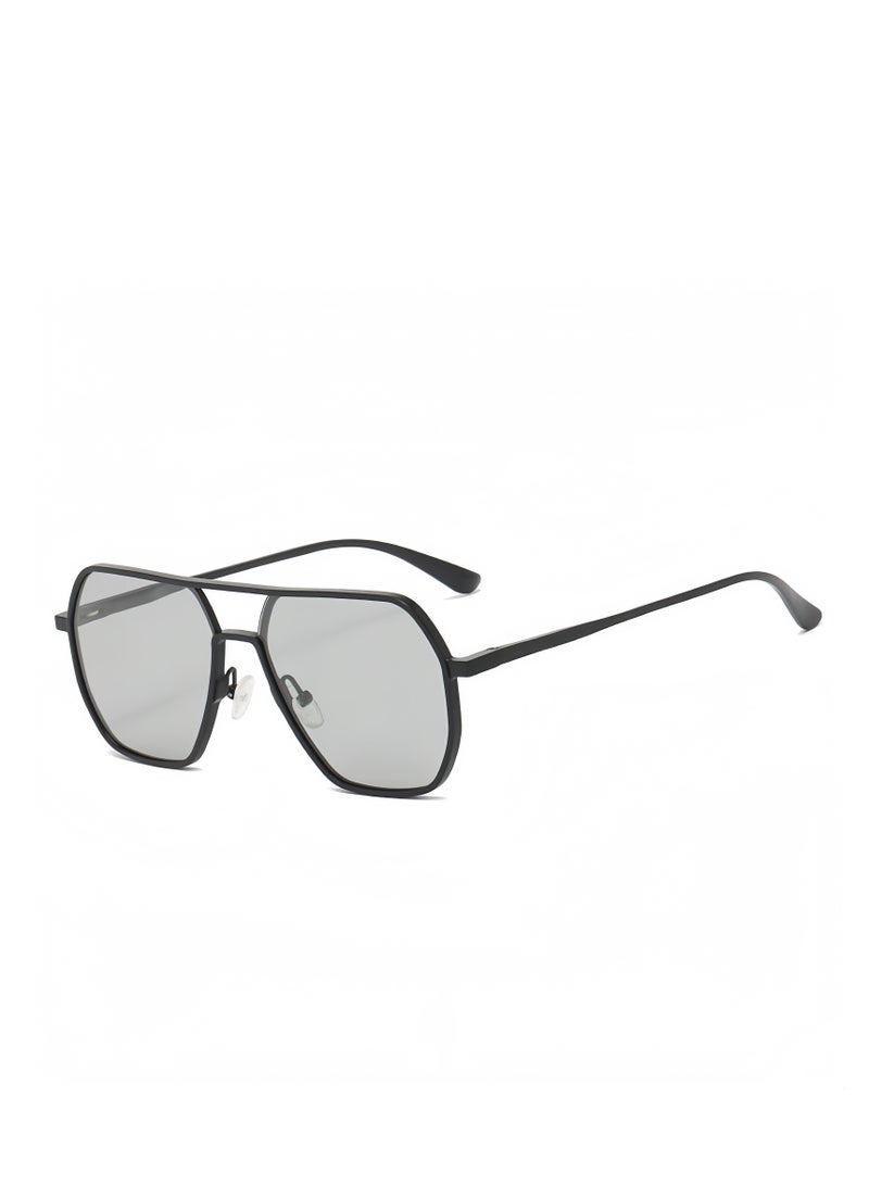 Lee Yon Men's Polarized Square Sunglasses, UV400 Protection Sun Glasses with Aluminum Magnesium Alloy Frame, Color Changing Glasses for Men Driving, Fishing, Golfing, Traveling, Gradient Grey Lens - Image 1